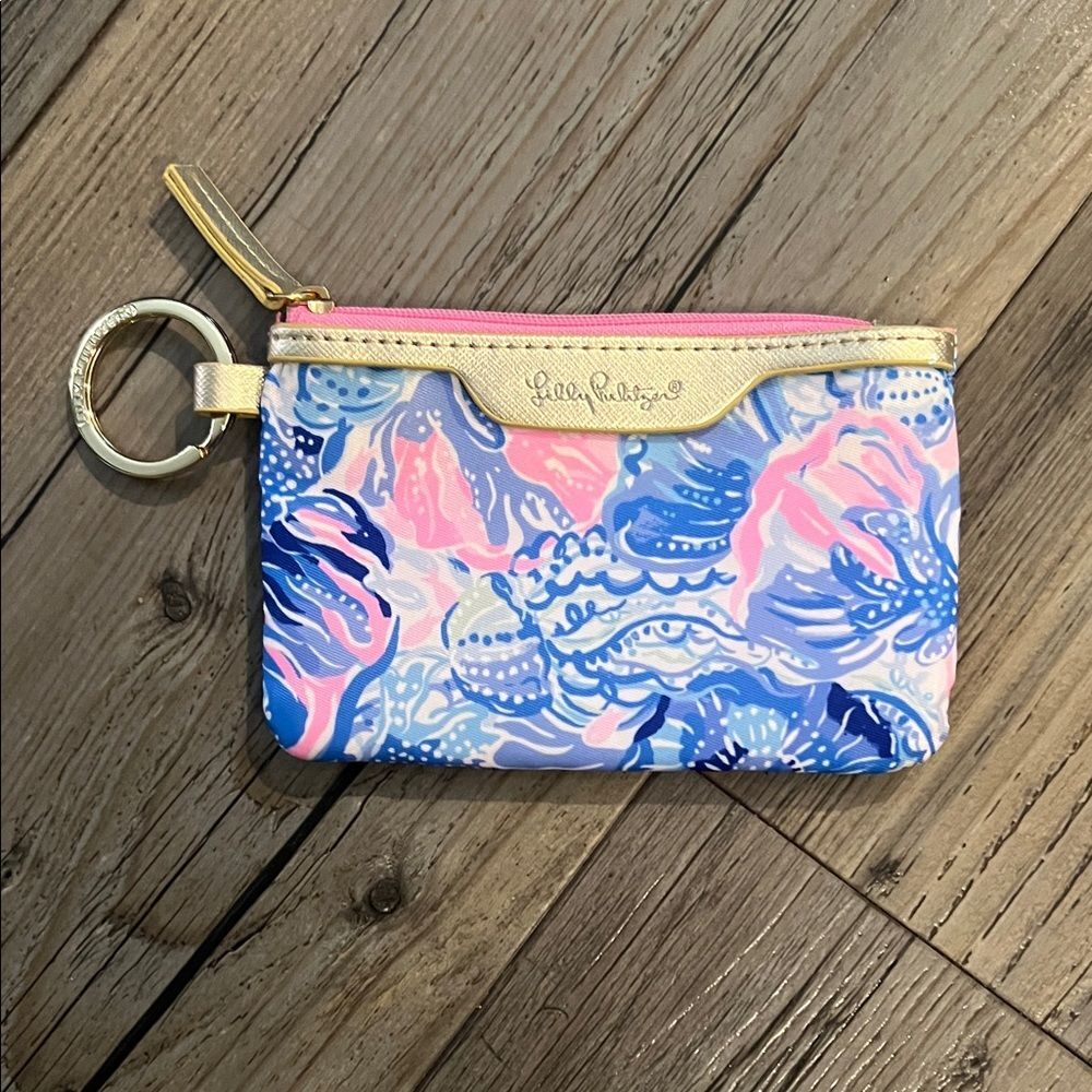 Lilly Pulitzer Floral Key & Card Holder with Gold Trim